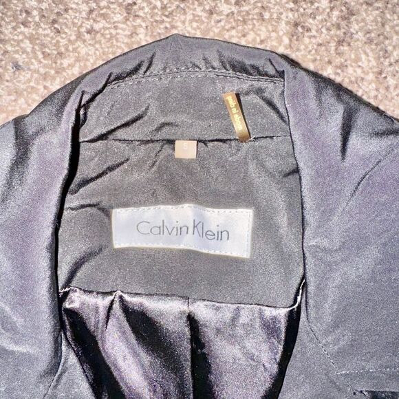 Calvin Klein Women's Double Breasted Black Button Trench Coat Jacket Size Small - Picture 2 of 15